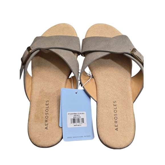 Aerosoles Womens Gray Perma Slide Sandals Buckle Comfort Flex Size 8 - Picture 2 of 5